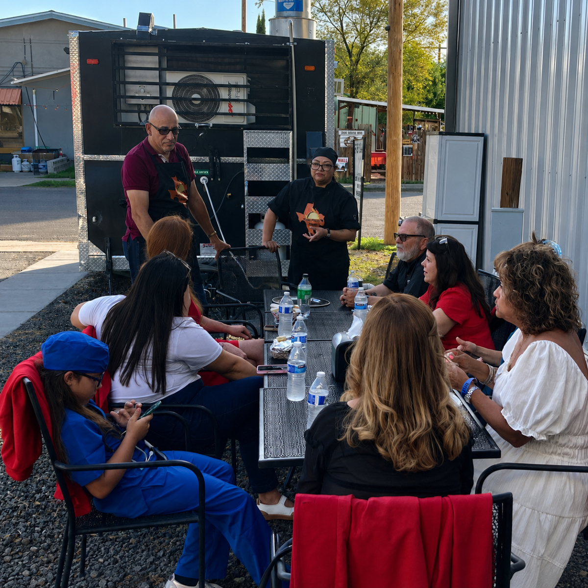 People eating at a table